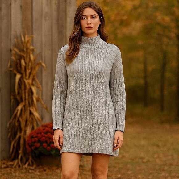Steve Madden Dresses & Skirts - Steve Madden Women's Gemma Cozy Soft Gray Ribbed Sweater Dress Size XXL